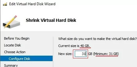 shrink virtual hard disk file using hyper-v manager