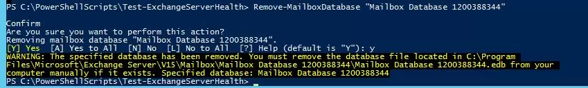 delete exchange 2010 default database