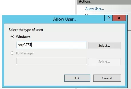 allow user to remotely manage the iis website