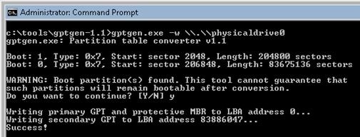 gptgen online convert disk from mbr to gpt