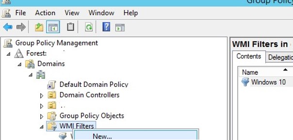 create wmi filter in group polici managment console