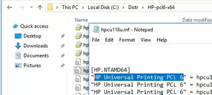 print driver name in the inf file