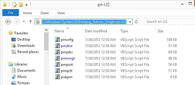 script vbs pour gérer les imprimantes et les pilotes dans Windows 8