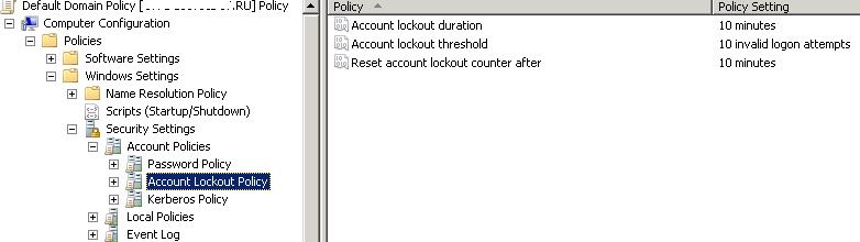 Active Directory Account Lockout Policies