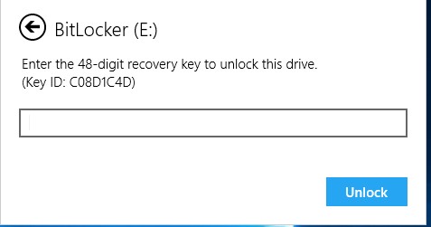 bitlocker enter 48 digit recovery key