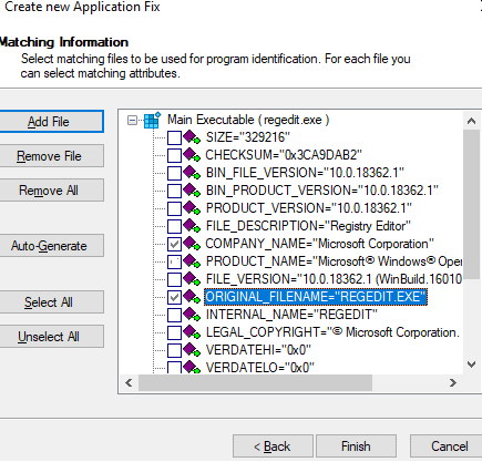 executable file Matching Information 
