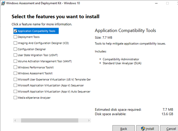 install Application Compatibility Tools on windows 10