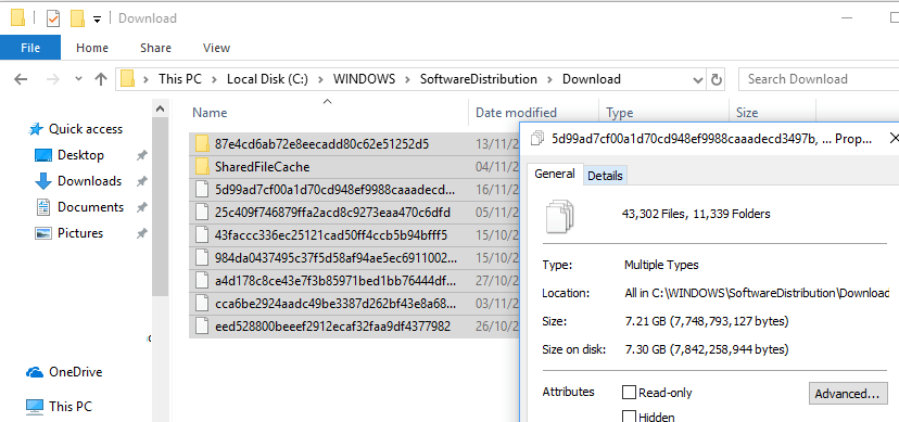 C:\Windows\SoftwareDistribution\Downloads folder with the downloaded update CAB files