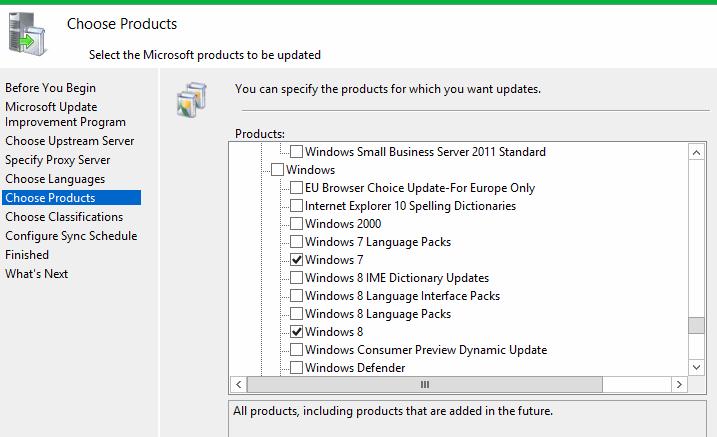 Specify products which you want update