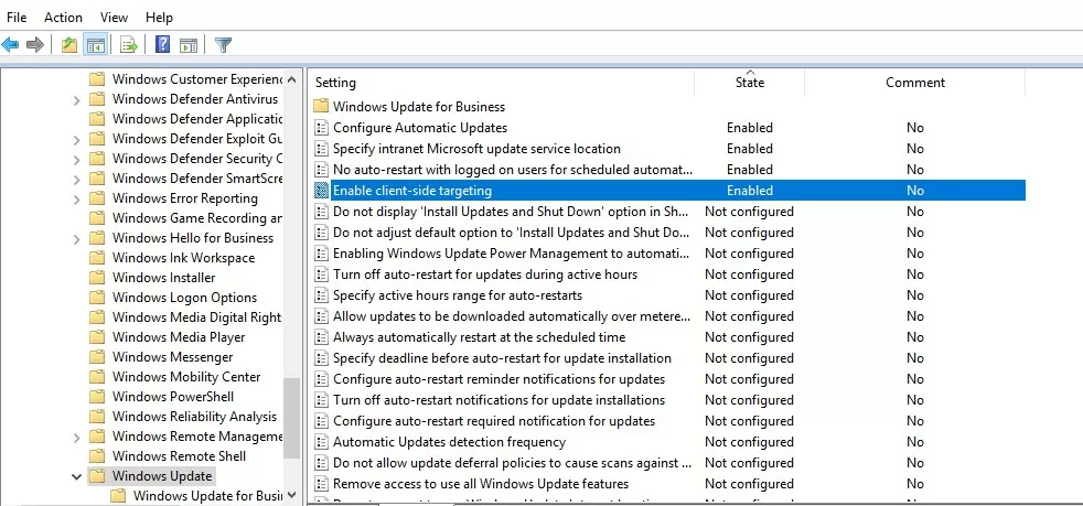 Windows Update Settings for servers using GPO 