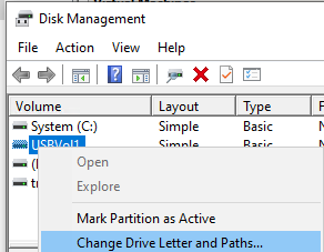 disk management set drive letter