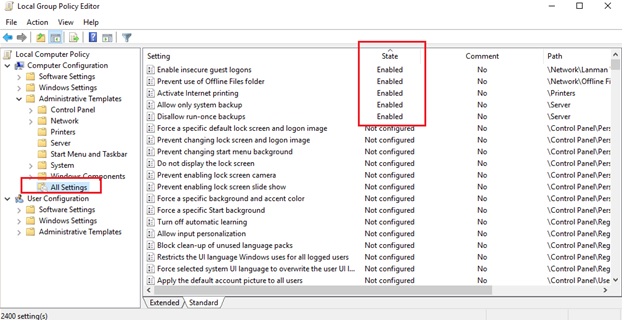 gpo power settings windows 10