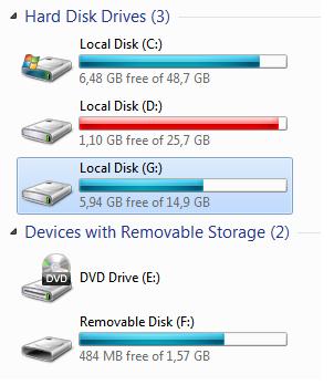 usb flash as local disk in windows