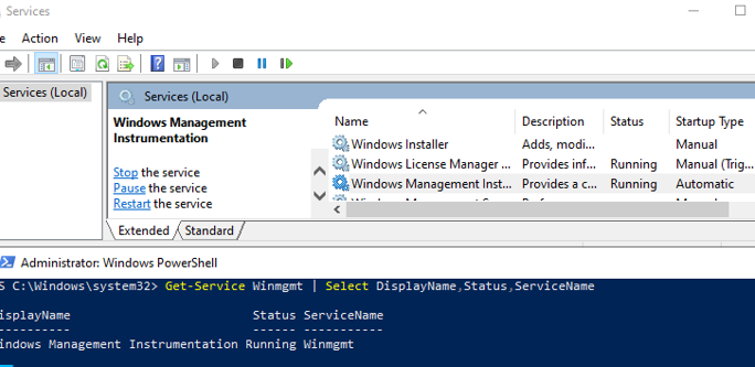 check that the Winmgmt service (Windows Management Instrumentation) is running