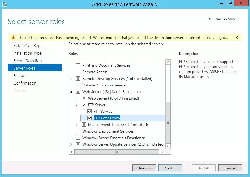Install ftp server on Windows Server 2012 r2