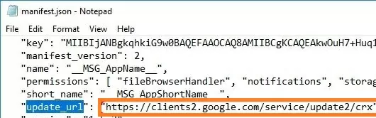 chrome file manifest.json with extension update_url