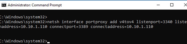 windows port forwarding rule using netsh interface portproxy add