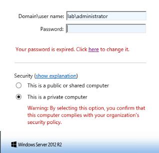 rdweb login web page - Your password is expired