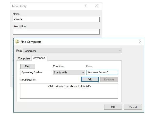 create active directory saved query in the ADUC mmc