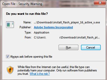 Open File - Security Warning : Do you want to run this file