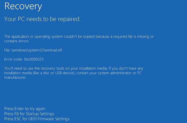 Fixing “Winload.efi is Missing or Contains Errors” in Windows 10