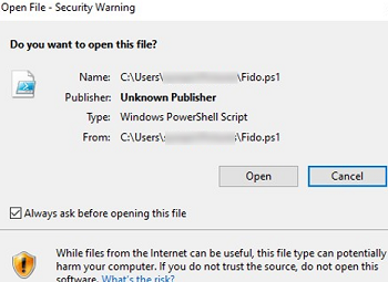 Open file security warning for files downloaded from the Internet