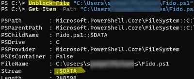 Unblock-File PowerShell cmdlet