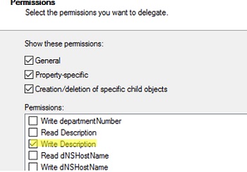 delegate permissions on write computer description-permissions in ad for auth users group