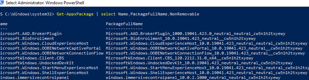 Get-AppxPackage - list installed appx packages on windows 10 