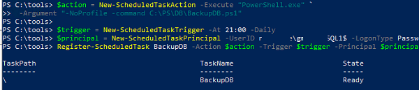using gMSA for scheduled task (powershell way)