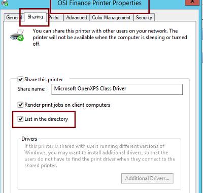Share printer and List in the directory