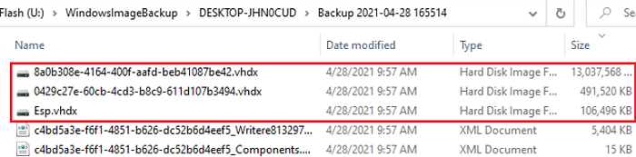 vhdx files with hard disk images on WindowsImageBackup folder
