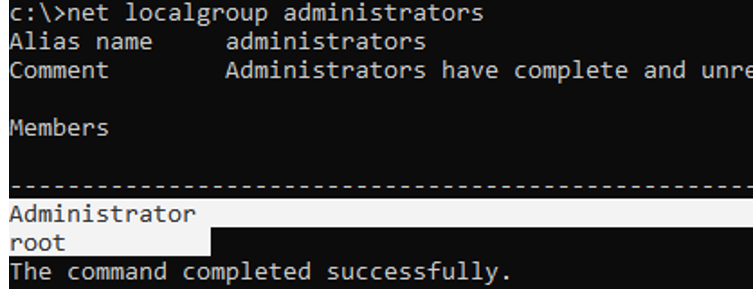 net localgroup administrators - list members of a Windows group using cmd.