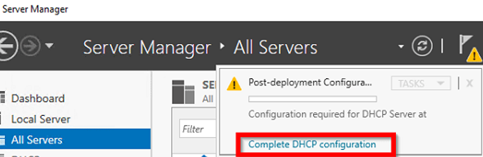 Complete DHCP configuration Post-Deployment 
