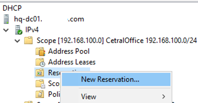 windows server - create dhcp reservation