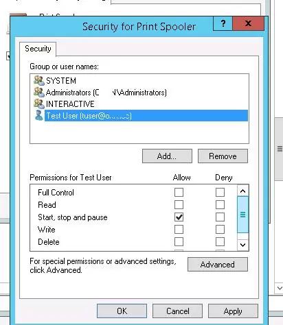 service security settings