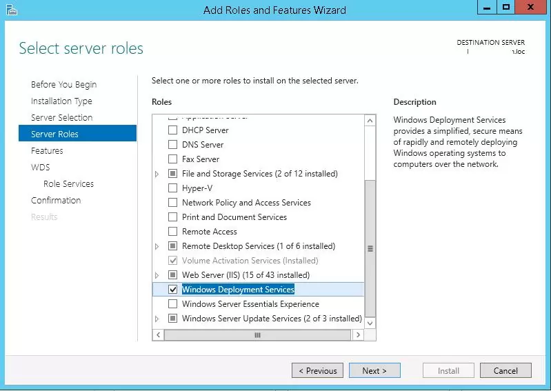 Install Windows Deployment Services on Windows 2012 R2