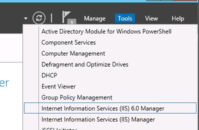 console Internet Information Services (IIS) Manager 6 console