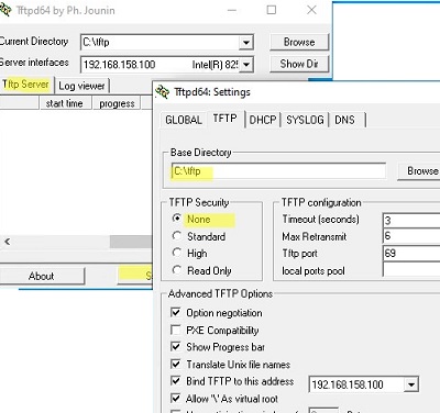 TFTPD64 : an opensource IPv6 ready TFTP server/service for windows : TFTP  server