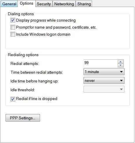 VPN conection option in Windows 7