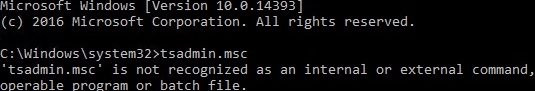 tsconfig.msc console missing on windows server 2016 rds