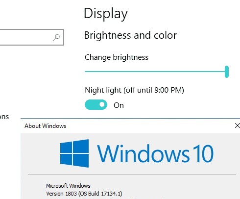 Can't control screen brightness after installing Windows 10 1803 April Update 