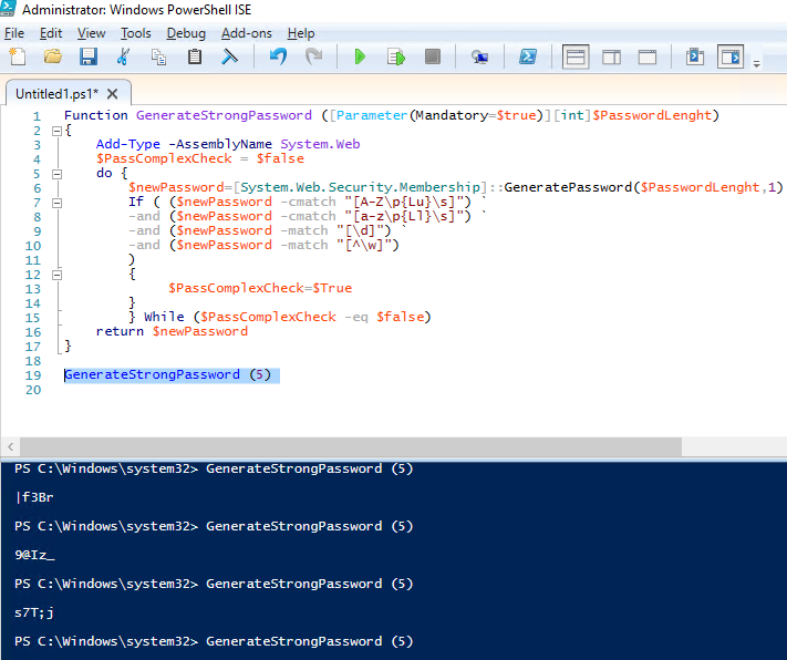 powershell function GenerateStrongPassword and check it comliance with the domain password policy