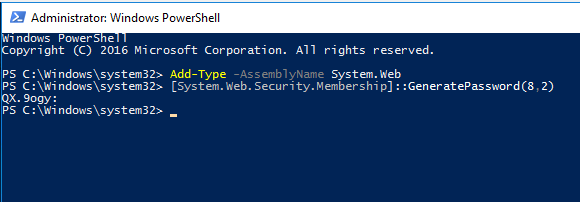 powershell GeneratePassword using the System.Web.Security class