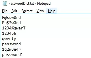 password dictionary file
