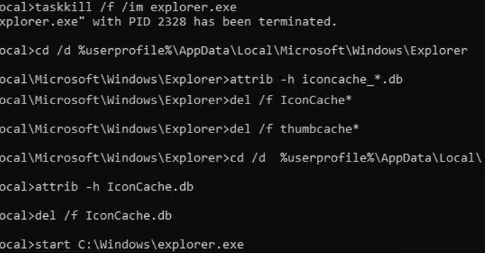 windows10 iconcache reset batch script
