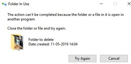 Can't delete folder because thumbs.db file is in use