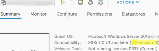 Getting VM Hardware Version on VMware VM