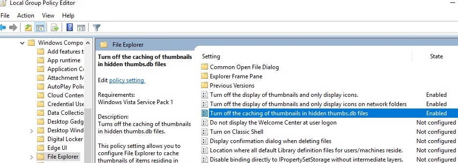 group policy - turn off thumbnails caching on network folders