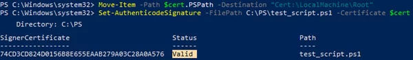 powershell move certificate to trusted root